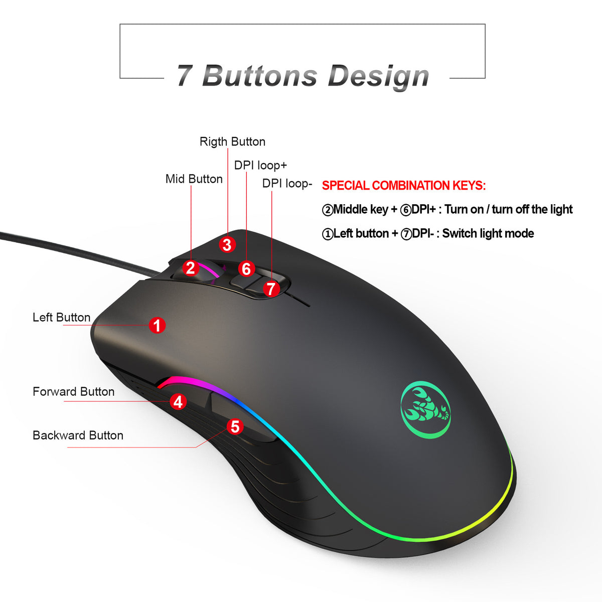 LED RGB Wired Gaming Mouse