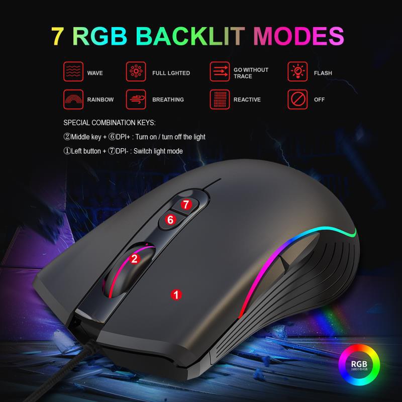 RGB Wired Gaming Mouse for PC