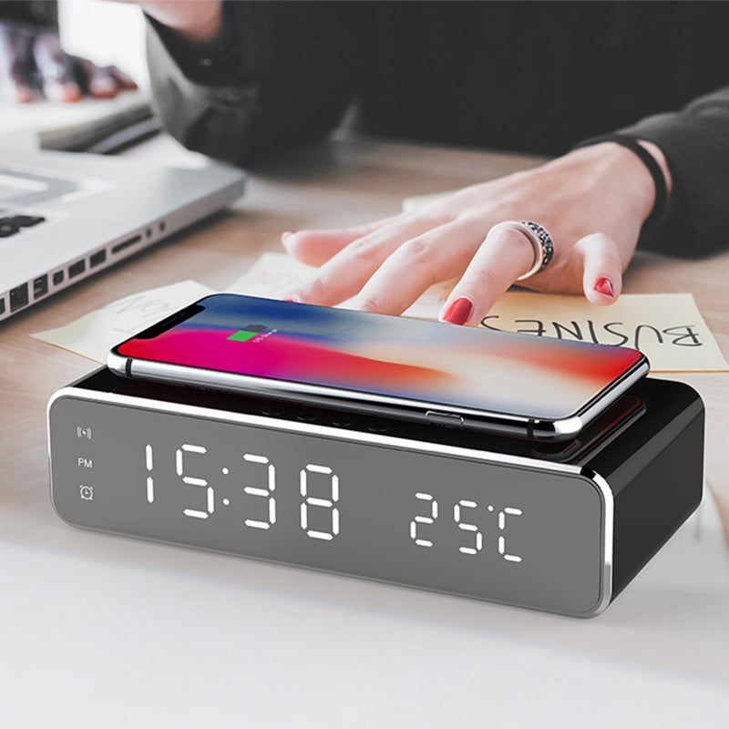 Digital LED Alarm Clock with Wireless Charger