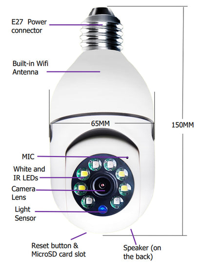 1080P WiFi Security Camera Bulb